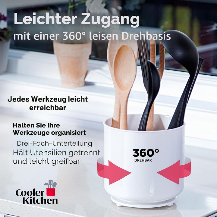 Küchenutensilien Behälter, drehbar | extra grosser Behälter zur Küchenhelfer Aufbewahrung mit abnehm