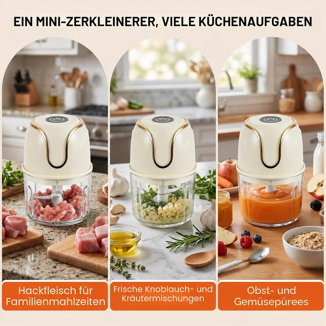 Zwiebel Zerkleinerer, Zerkleinerer Elektrisch Küche 350ml Kleiner Mixer 3 Edelstahlklingen Zerkleine
