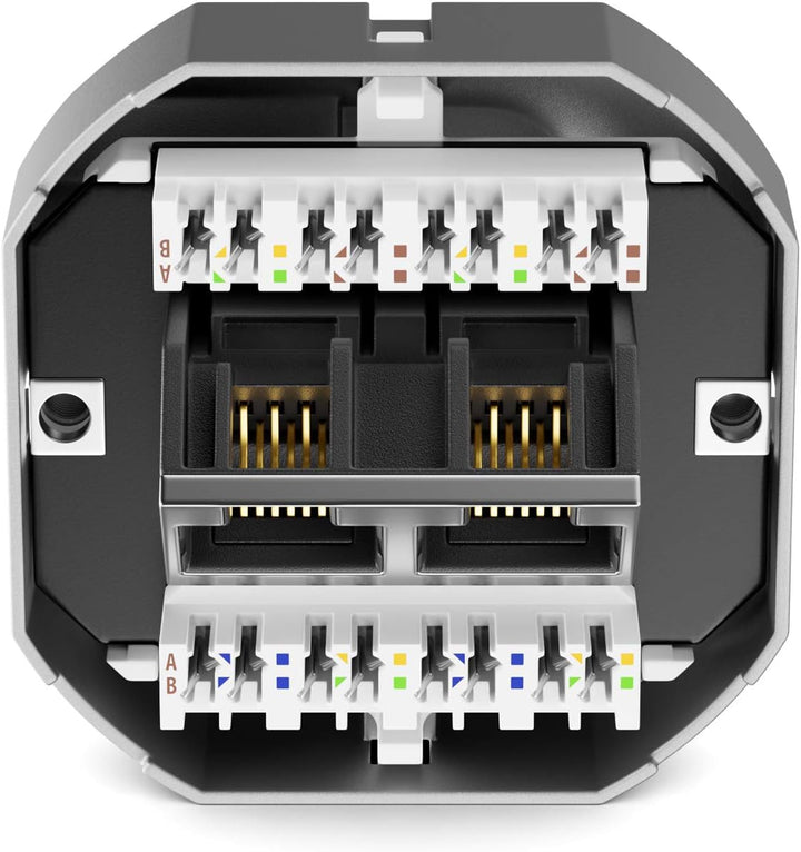 deleyCON 4x CAT6a Netzwerkdose 2x RJ45 Buchse Geschirmt Unterputz Montage 10 Gbit Ethernet Netzwerk