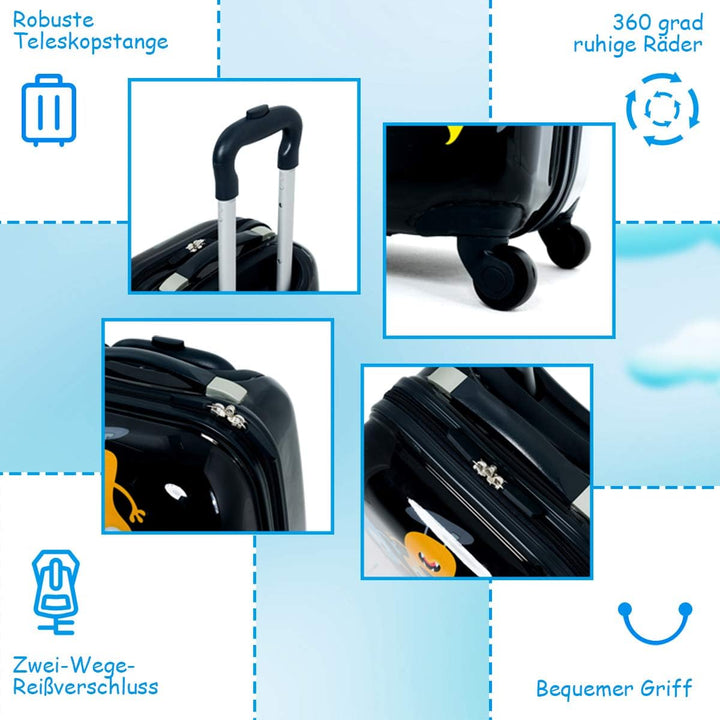 DREAMADE 2 TLG. Kinderkoffer & Rucksack, 16” +12” Kinderkofferset, Kindertrolley Kindergepäck, Handg