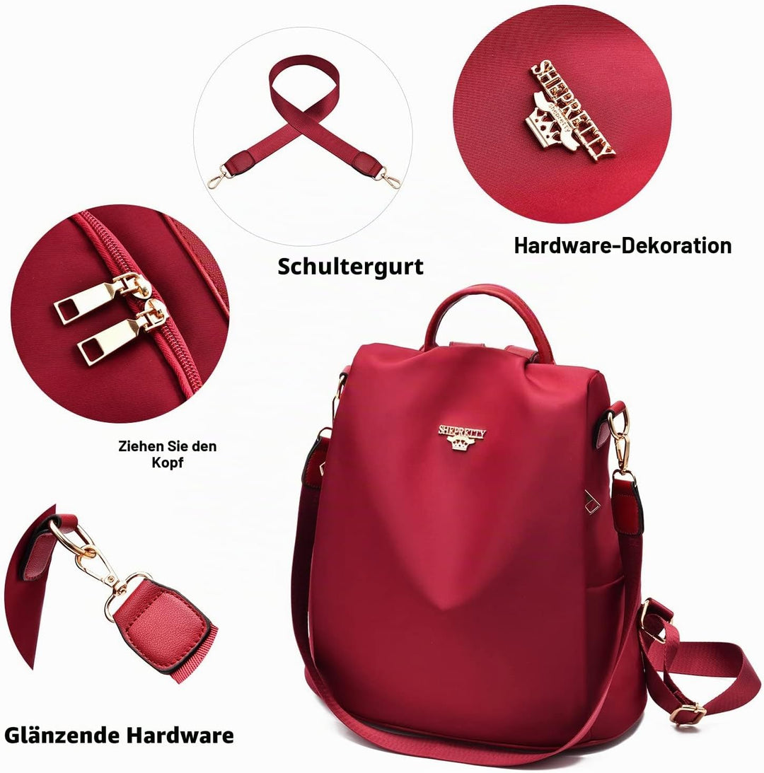shepretty Damen Rucksack Anti Diebstahl Umhängetasche Multifunktions Schultaschen 8864-rot 32*14*33c