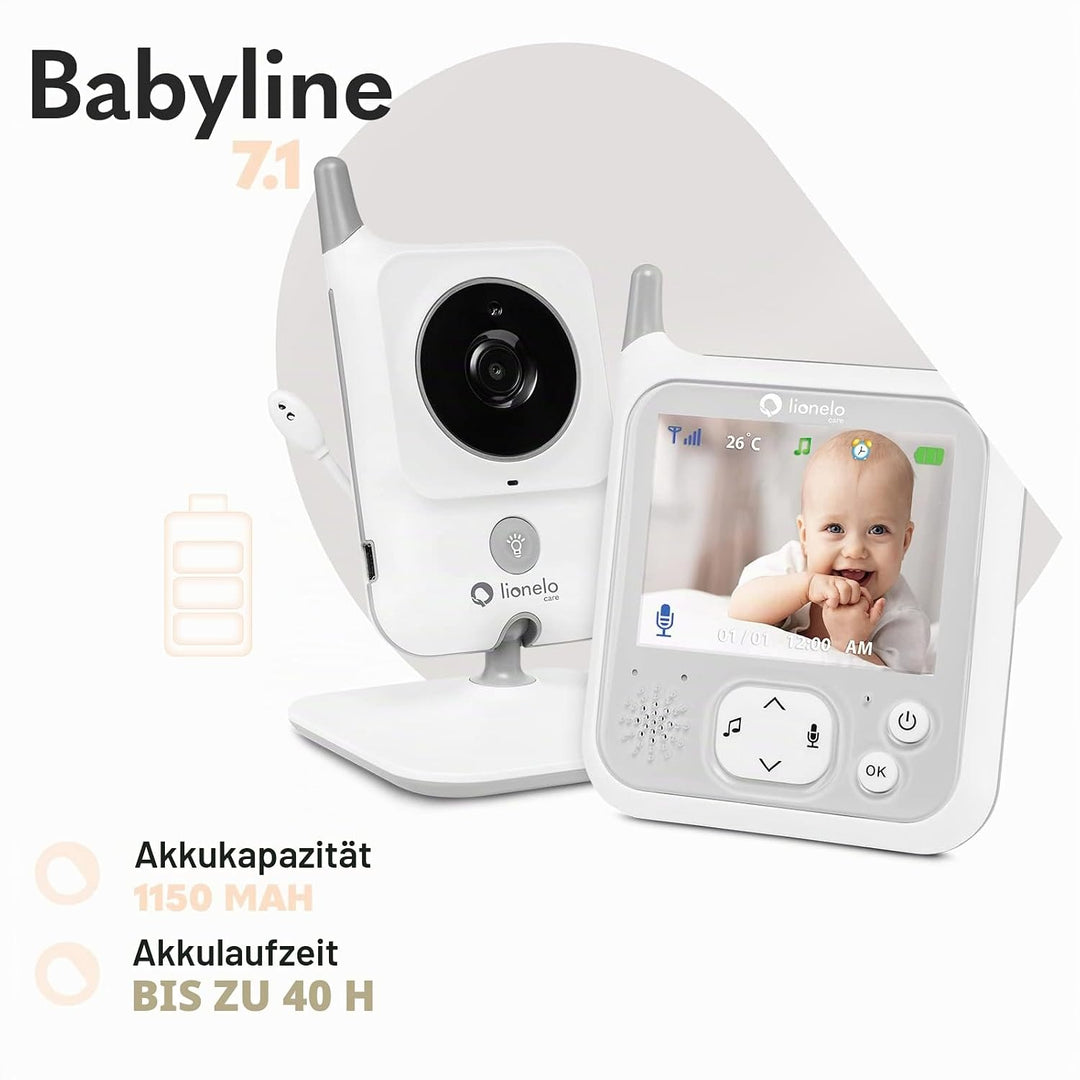 LIONELO Babyline 7.1 Babyphone mit Kamera und Empfänger, Reichweite bis zu 260 m, Kommunikation in b