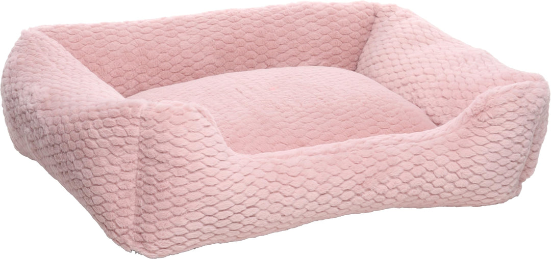 hundebett - katzenbett - rechteckig rosa - 80 x 67 x 22 cm - Plüsch - Polyesterfüllung - Abnehmbarer
