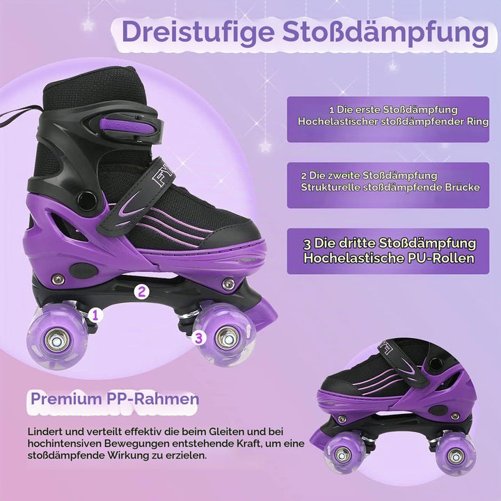 Rollschuhe für Mädchen Jungen Einstellbare Kinder Rollschuhe mit leuchtenden Rädern, Spass Beleuchtu