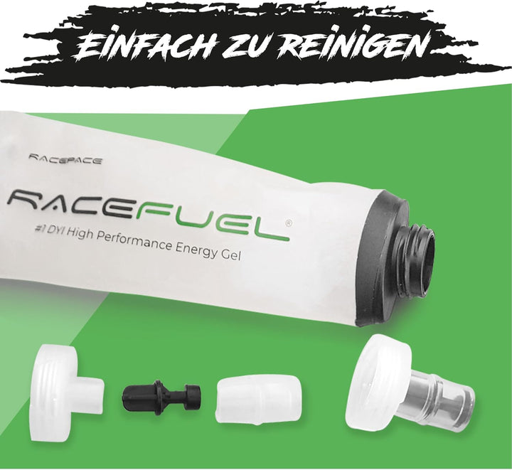 RACEFUEL Soft Flask 150ml – Faltbare Trinkflasche inkl. Energy Gel Rezept (QR-Code) – BPA-frei & lei