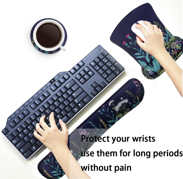 Mauspad mit Handauflage, Mauspad mit Gelkissen und Ergonomische Memory Foam Tastatur Handgelenkaufla
