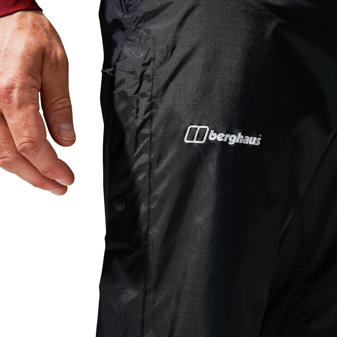 Berghaus Herren Deluge Wasserdicht Atmungsaktive Überhose, Langlebige, Bequeme Regenhose Schwarz XS