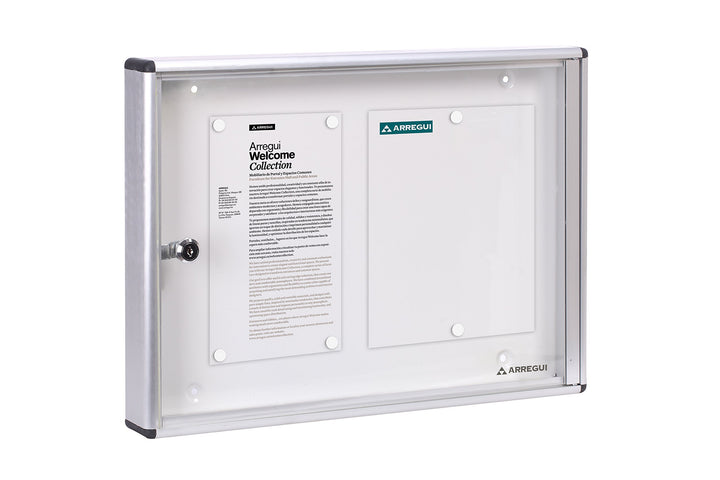 ARREGUI PAN-42 Aluminium für 2 DIN A4 Blätter | Wetterfester Schaukasten | Magnetischer Infokasten m