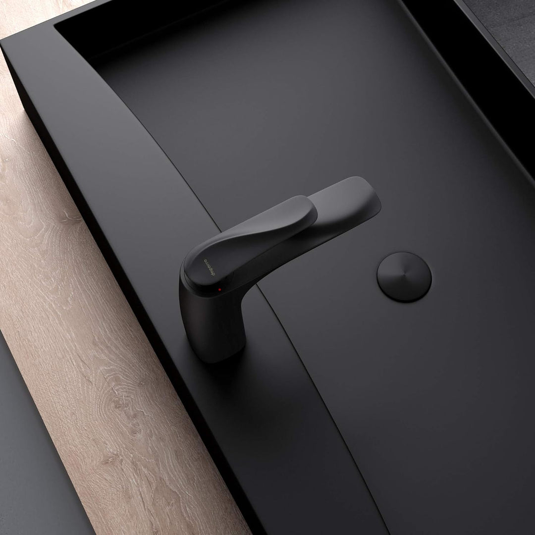 Mai &amp; Mai Armatur Wasserhahn Bad Schwarz matt WAM-7201 | Waschbeckenarmatur 16.5cm hoch | Badinstall