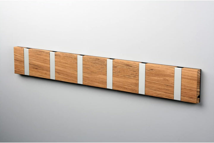 LoCa Garderobe Knax 6 Teak (geölt) (Haken klappbar Alu) Garderoben-Leiste Kleiderhaken Flur modern G