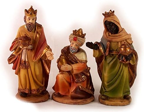 Krippenfiguren Set aus Polyresin, handbemalt. Markuskrippe. 11 TLG. 11 cm.