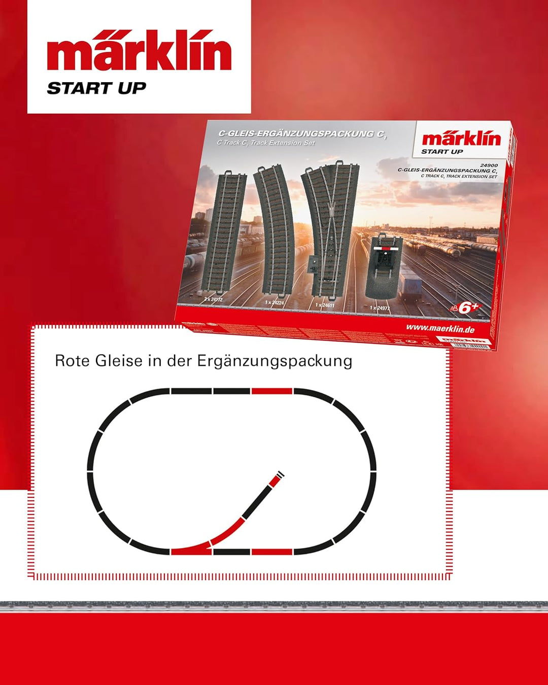 Märklin Start up 24900 - C-Gleis Ergänzungspackung C1, Modelleisenbahn Spur H0