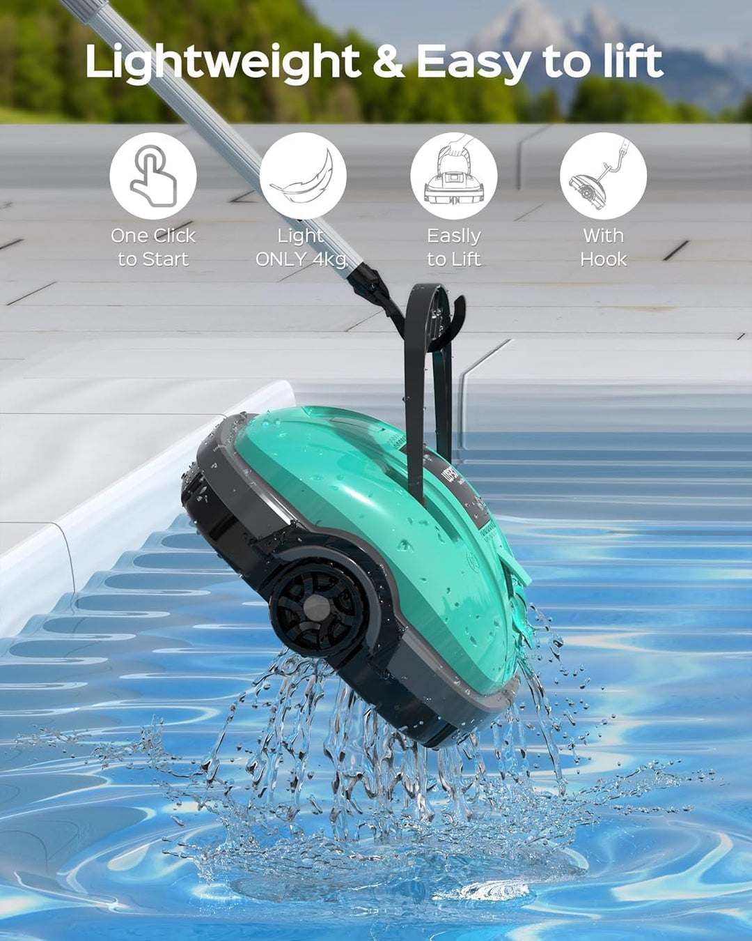 WYBOT Poolroboter Akku Kabellos Poolsauger Roboter mit Dual-Antriebsmotoren 100 Mins, Automatisches