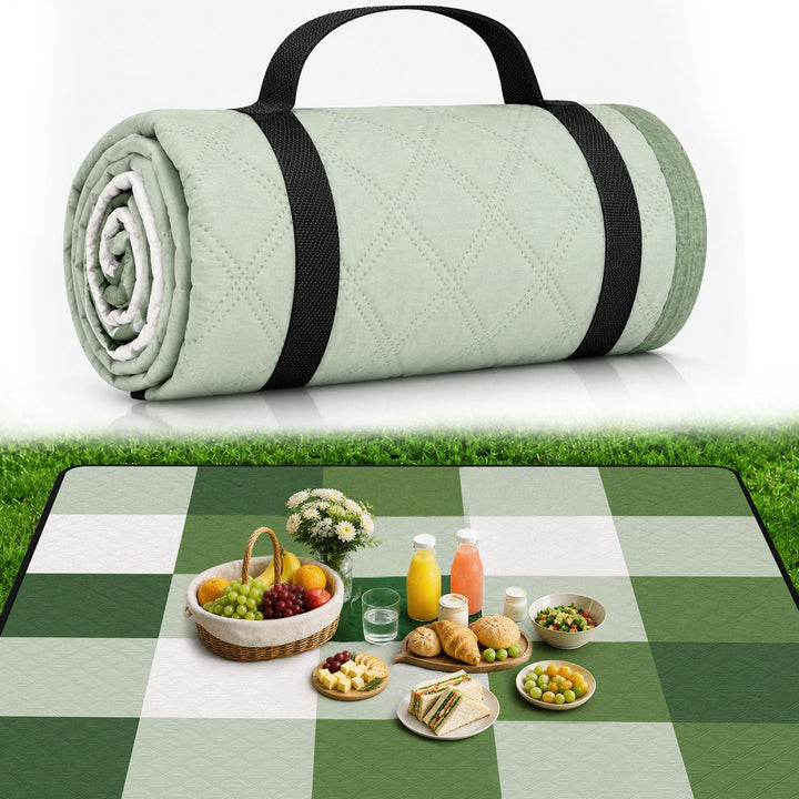 Picknickdecke XXL 200×200 cm Faltbar Stranddecke mit Tragegriff