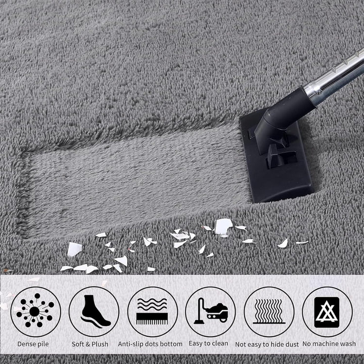 Evitany Flauschiger Teppich, Ultra Weiche Teppich Wohnzimmer, Waschbarer Teppiche, Hochflor Teppiche