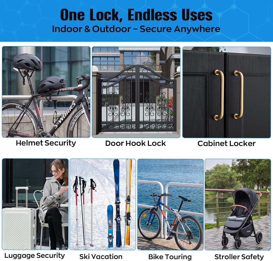 IMAYCC Kabelbinder Schloss mit Zahlencode – Leichtes Fahrradschloss &amp; Zahlenschloss für Helm, Scoote
