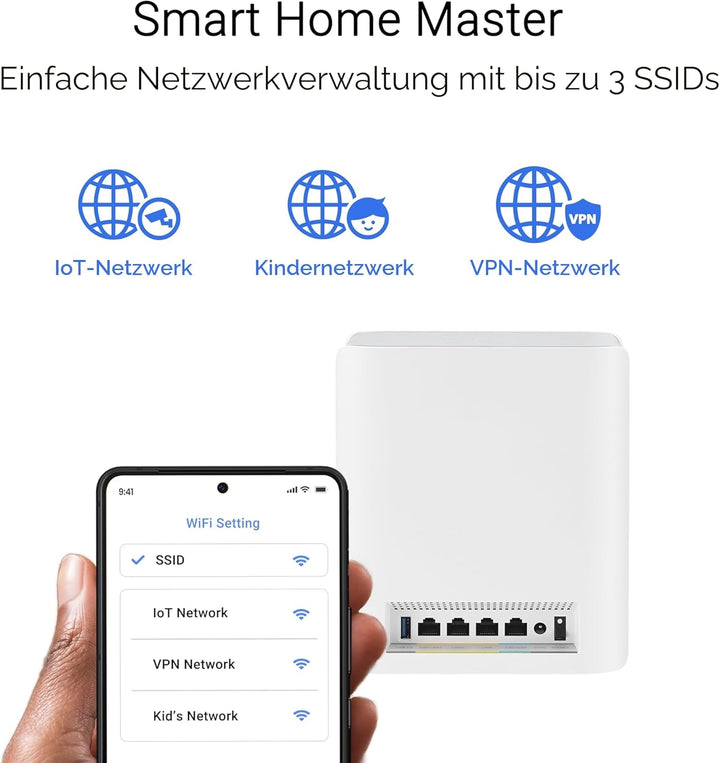 ASUS ZenWiFi BT8 Tri-Band WiFi 7 Smart AiMesh Extendable Router 2er Pack (6 GHz WLAN, 14 Gbps, bis z
