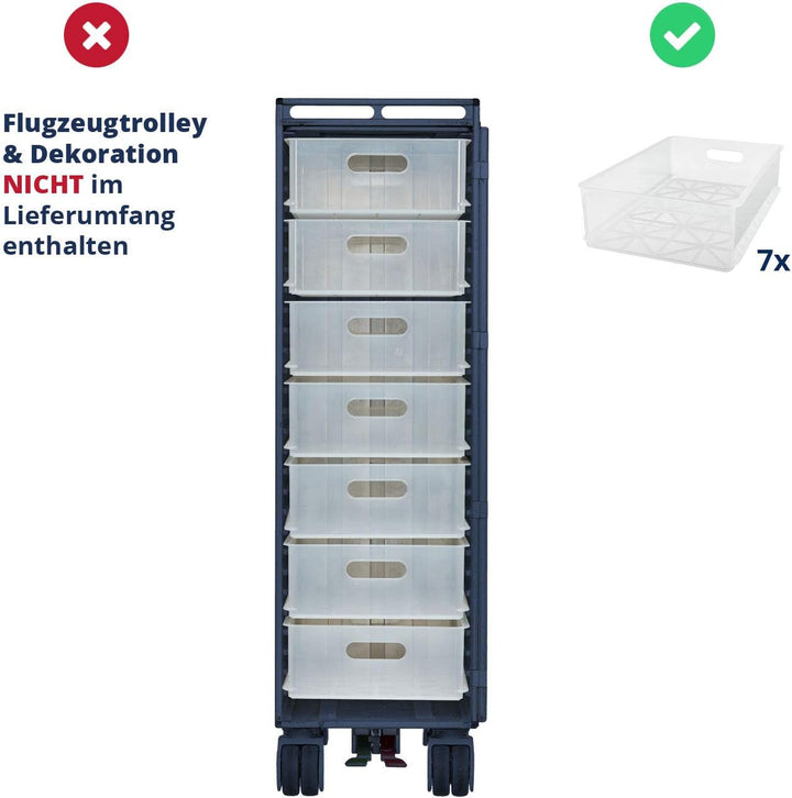 VanDeBord Ausstattungspaket 7 Einschübe Kunststoff, Zubehör für Airline Trolleys, 7X Flugzeugtrolley