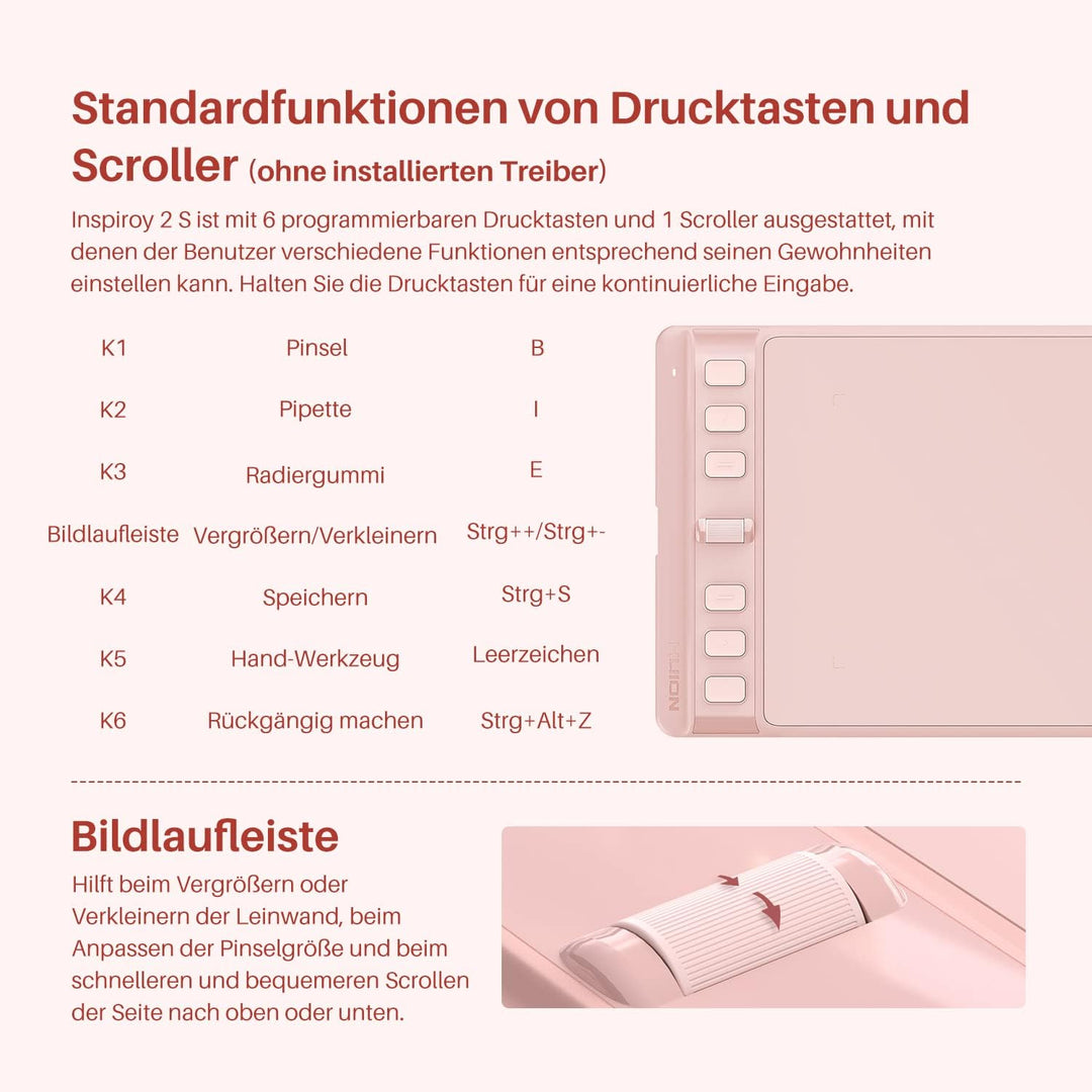 HUION Inspiroy 2 S Grafiktabletts, 6,3 x 3,9 Zoll Tragbares Zeichentablett mit 8192 Stufen batteriel