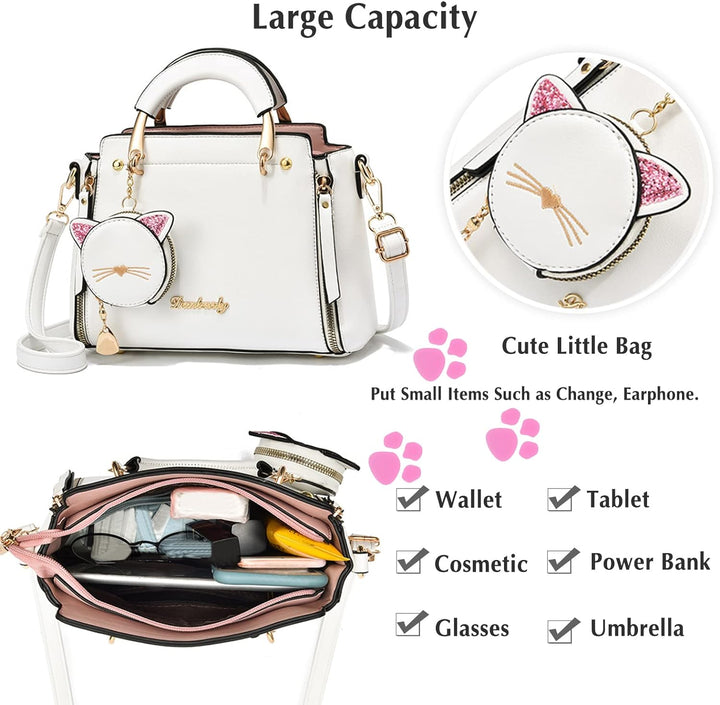 PORRASSO Damen Handtasche Süsse Umhängetasche Henkeltaschen Frauen Wasserdicht PU Leder Schultertasc