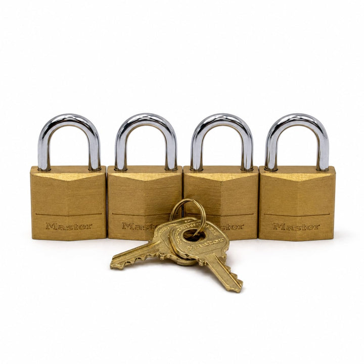 Master Lock Vorhängeschloss, massives Messing, 1,9 cm breit, 120Q (4 gleichschliessend) 4 Pack, 4 Pa