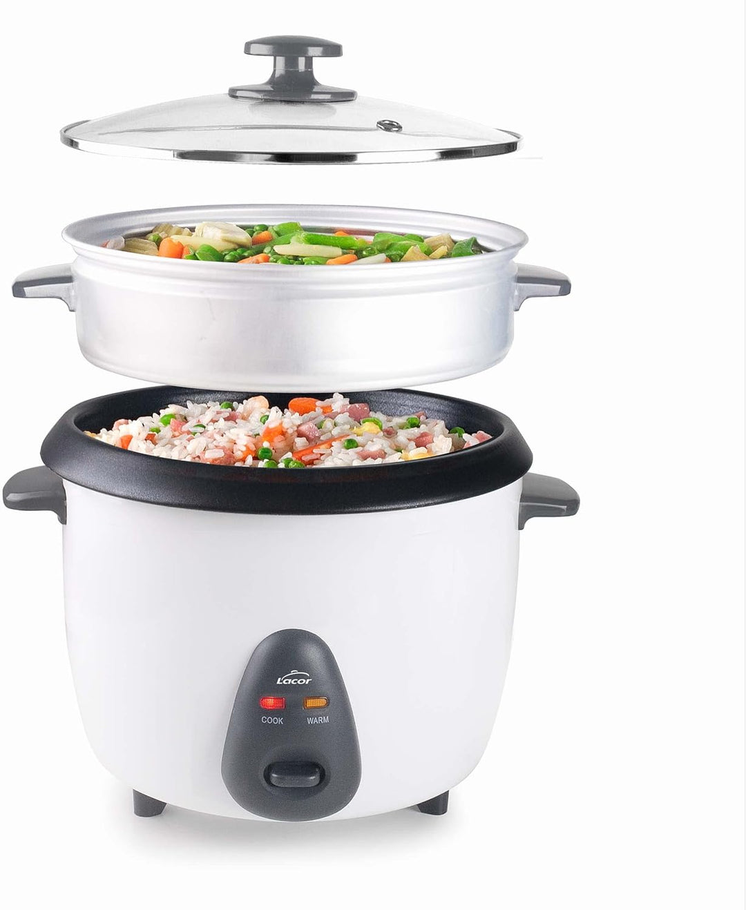 Lacor - 69233 - Elektrischer Reiskocher mit abnehmbarem Inneneimer von 1,8 L, Antihaft 100% ECO und