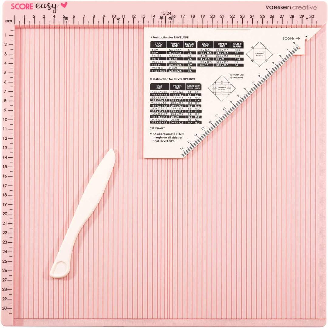 Vaessen Creative Score Easy Falzbrett cm/Metric Roze & Briefumschlag Stanzer