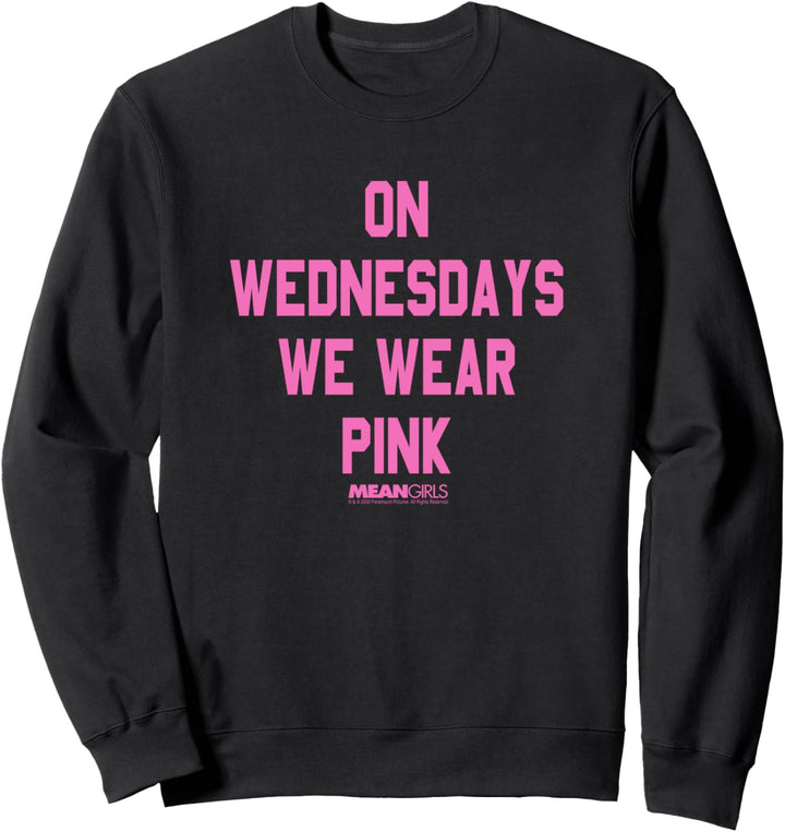 Quadratischer Text „Mean Girls On Wednesday Rosa“ Sweatshirt