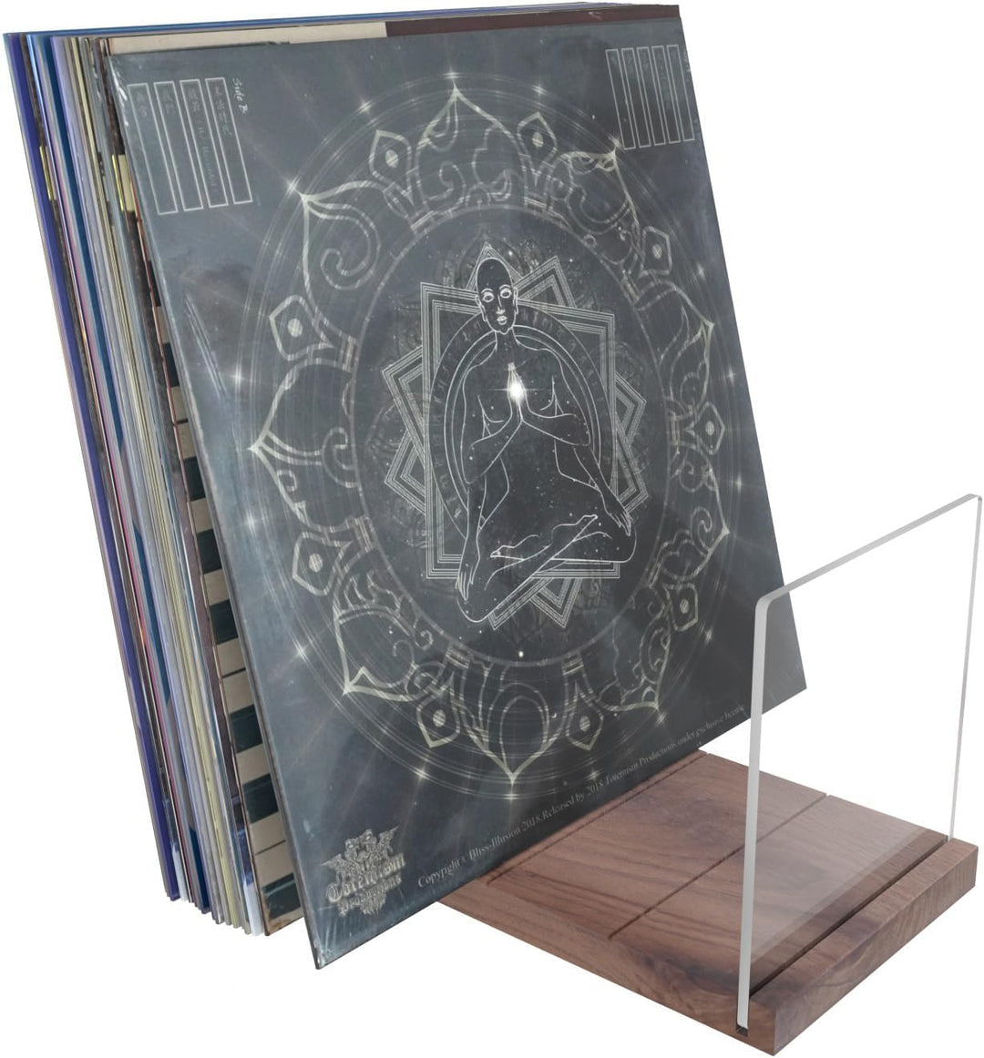 Schallplatten-Aufbewahrungshalter, Walnussholz-Ständer mit Acryl-Stützplatte, Album-Display-Zubehör