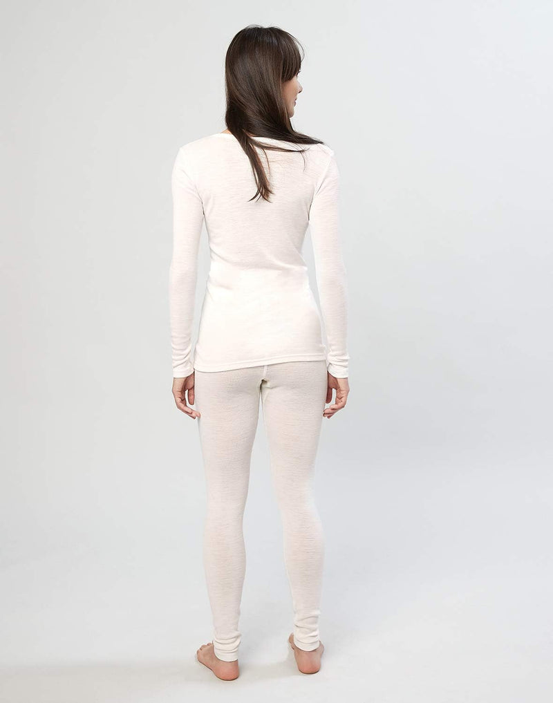 Dilling Merino Langarmshirt für Damen - Extra Feine Unterwäsche aus 100% Bio Merinowolle, Natur