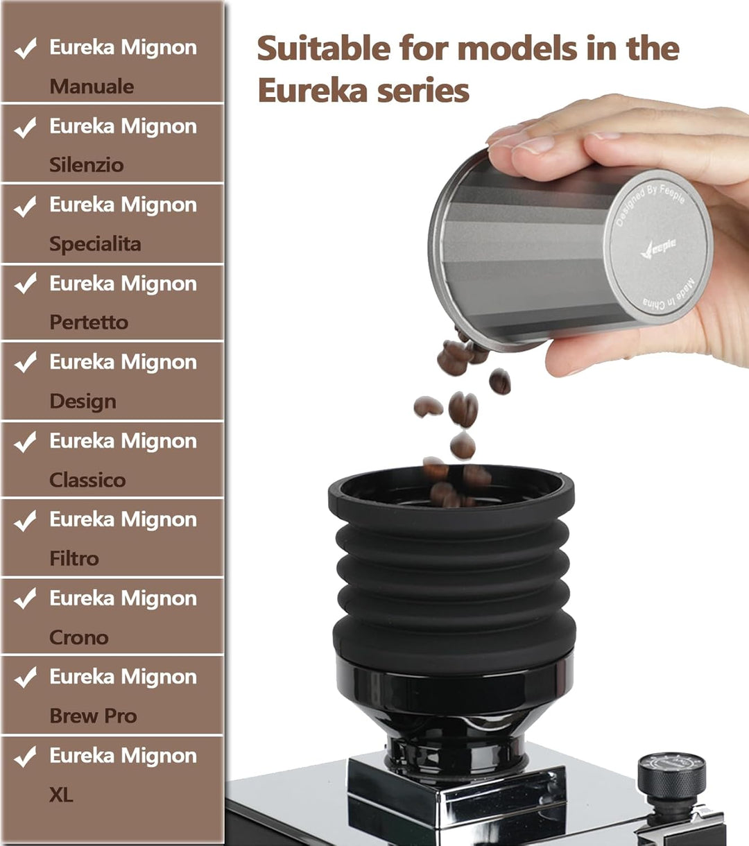 T TAKONE Kaffeemühle Einzeldosis-Trichter (single dose) für Eureka Mignon, 2-in-1 Zubehör mit Deckel
