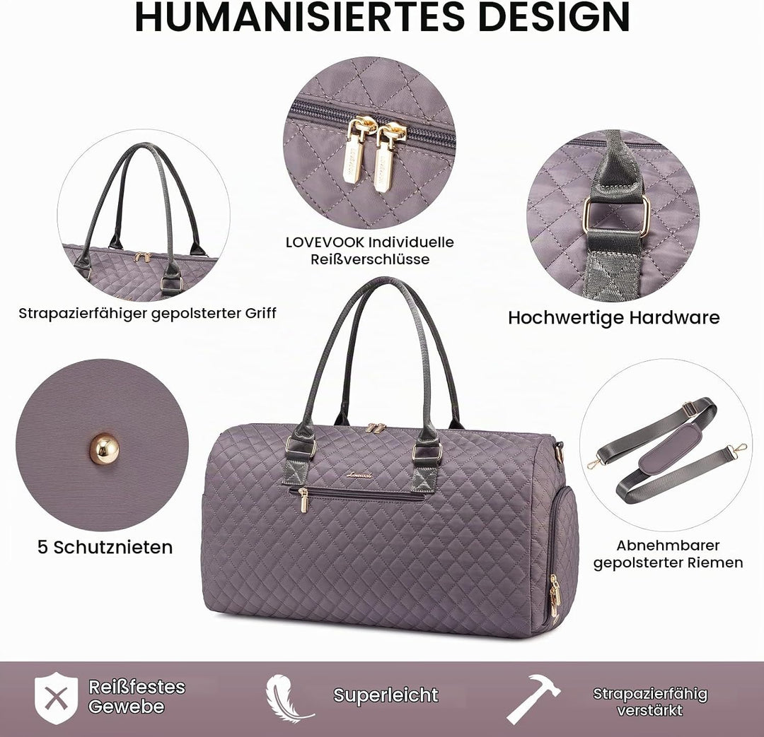 LOVEVOOK Sporttasche Reisetasche Damen, Weekender Travel Kliniktasche Geburt mit Kulturtasche Schuhf