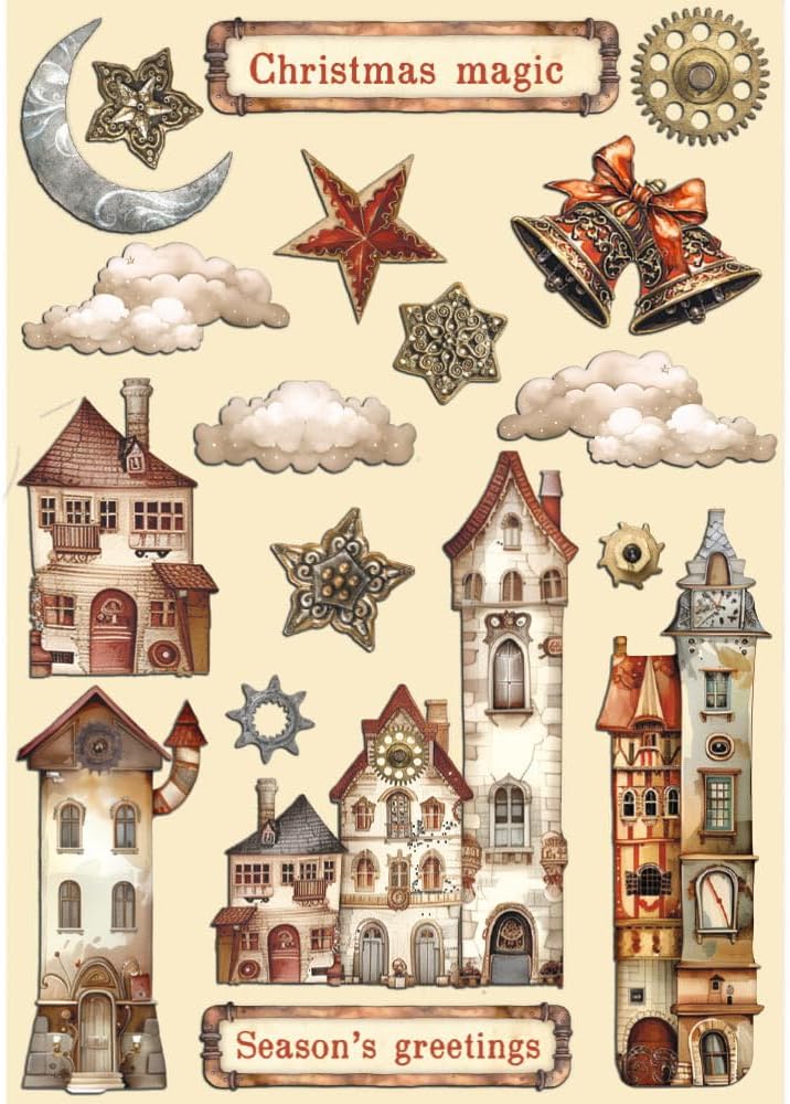Stamperia - Coloured Wooden Shapes for Scrapbooks, Albums, Bullet Journals and More, Laser Cut, Prin