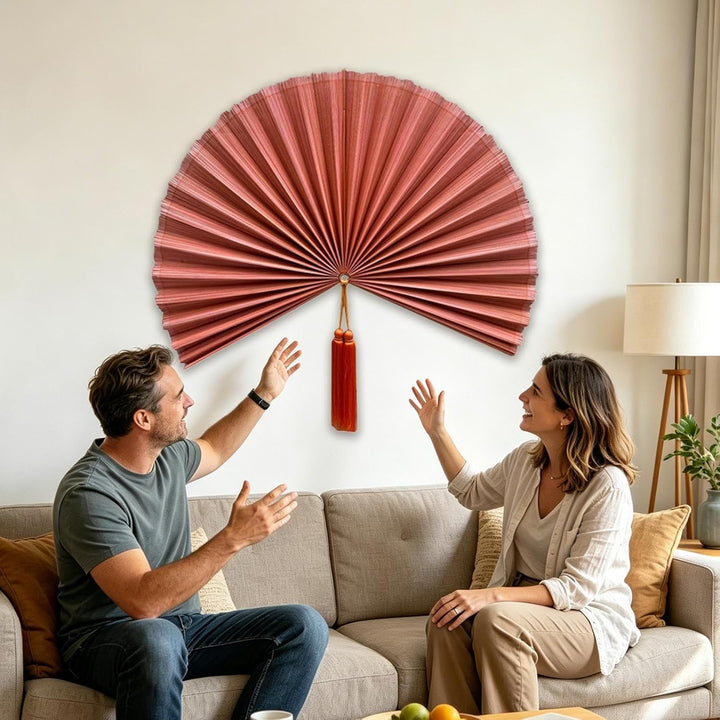 Wanddekoration, handgefertigter Bambus, dekorativer Wandventilator, Boho-Stil, Kopfteil, Wanddekorat