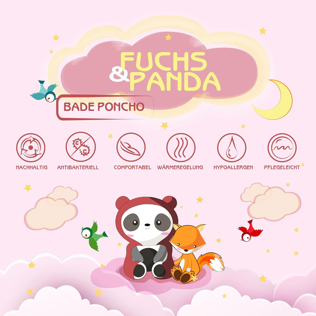 Fuchs&Panda® Badeponcho Kinder EXTRA warm, weich & kuschelig (100% Bambus) | Badeponcho Baby | Handt