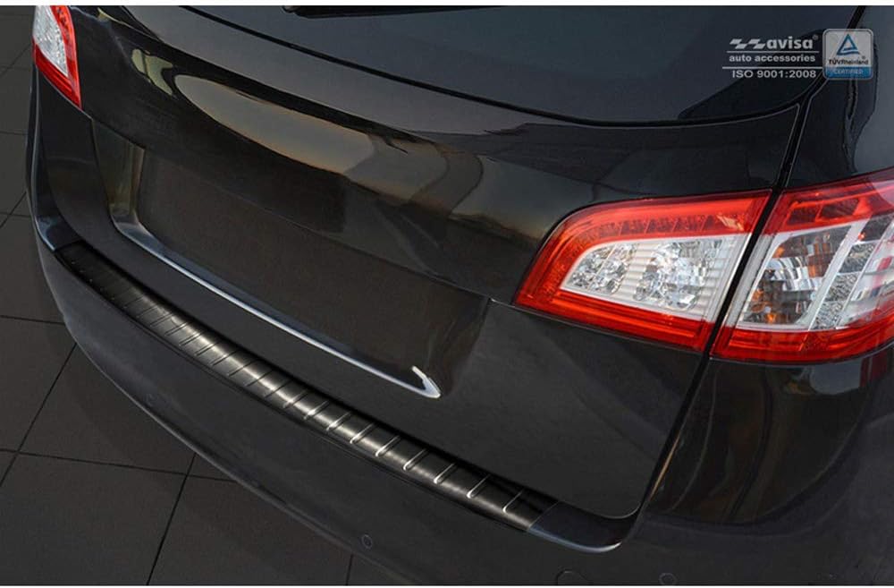 Avisa Schwarz Edelstahl Heckstossstangenschutz kompatibel mit Peugeot 508 SW 2011-2018 'Ribs'