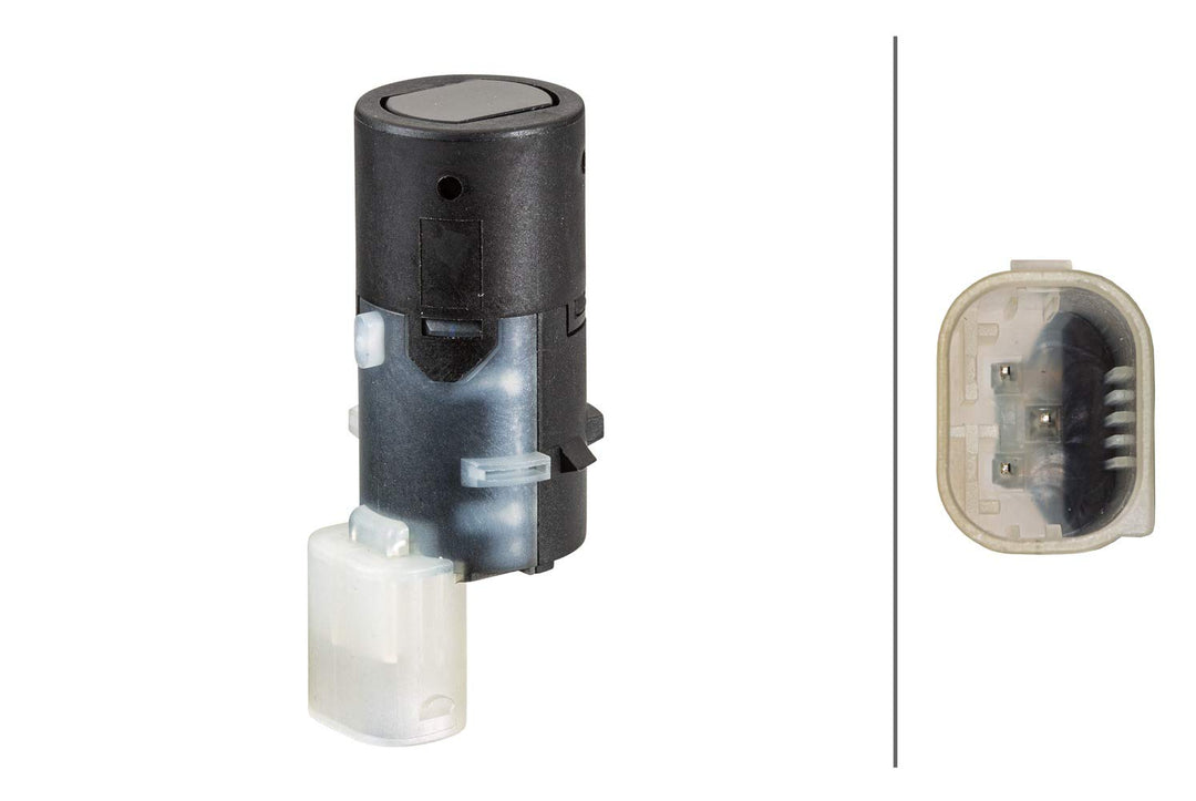 HELLA 6PX 358 141-291 Sensor, Einparkhilfe - gerade - 4-polig - gesteckt - lackierbar - mit Befestig