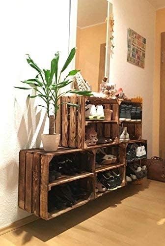 4er Set geflammte Kiste für Schuh- und Bücherregal - neue Obstkisten Holzkisten Apfelkisten Weinkist