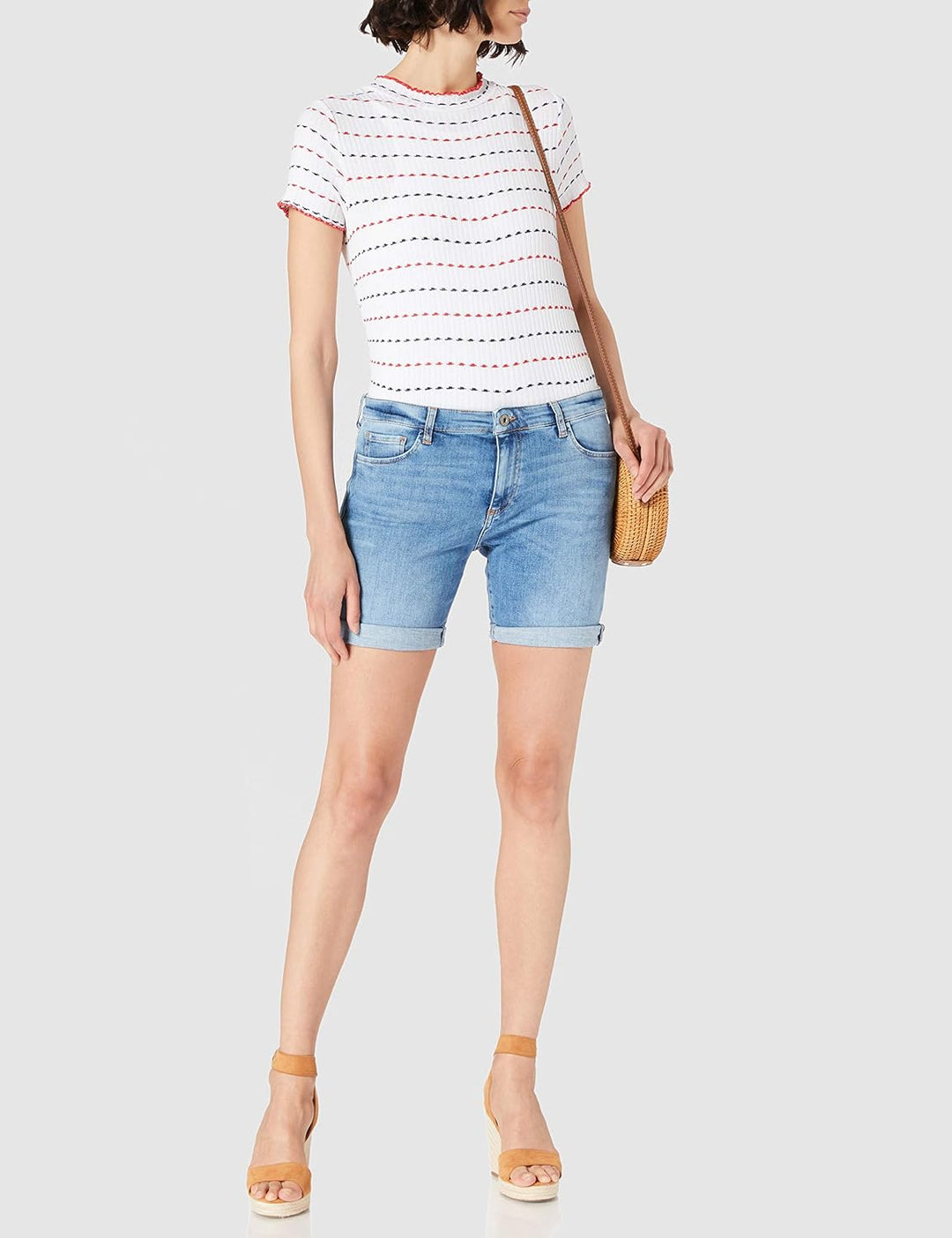 Cross Jeans Damen Genna Jeans-Shorts, Mid Blue, 30W Kurz