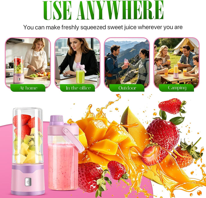 Mixer to Go, Tragbarer Schneller Mixer Smoothie Maker, 18-Blatt Edelstahlklingen, 450ml USB-C Wieder