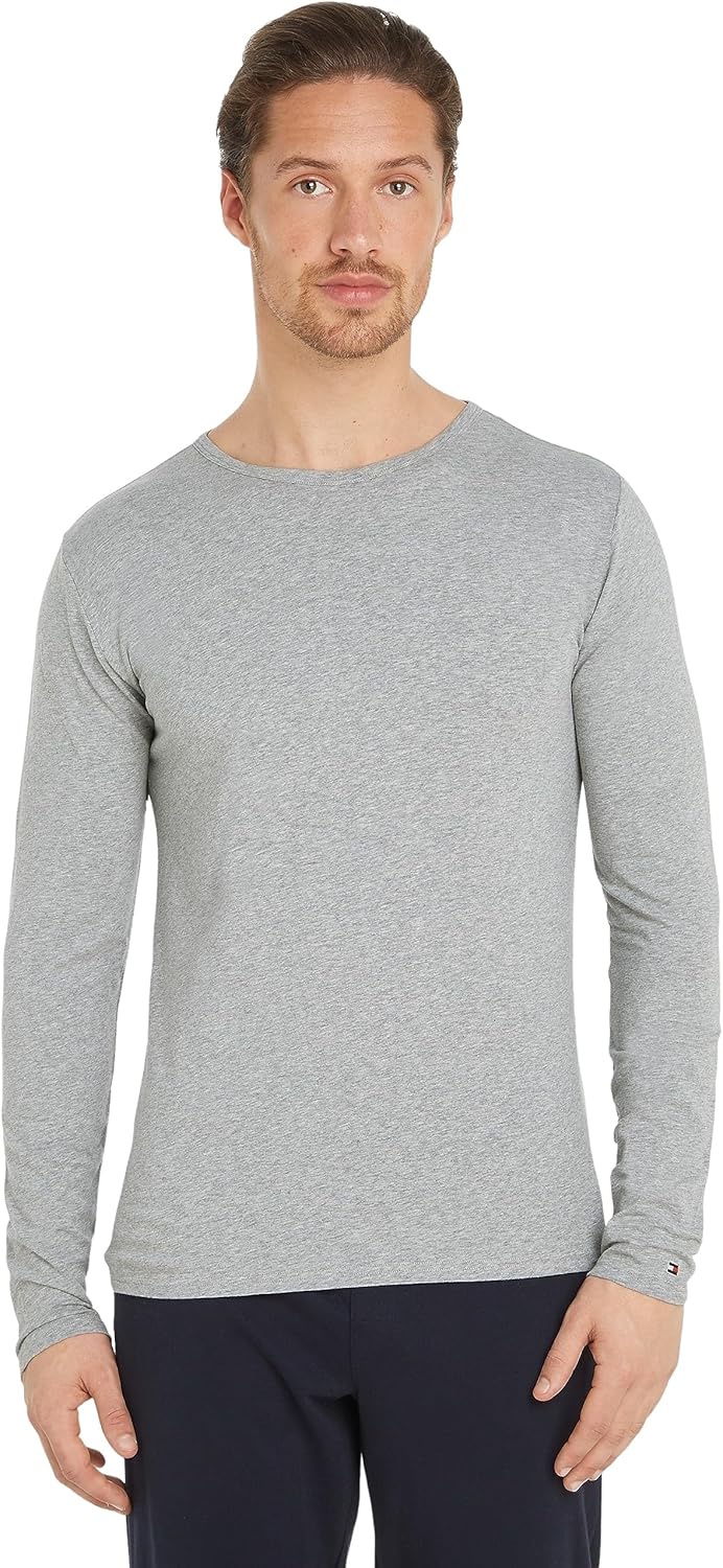 Tommy Hilfiger Herren Langarm T-Shirts (3er Pack) S Mehrfarbig (Black/White/Grey Heather), S Mehrfar