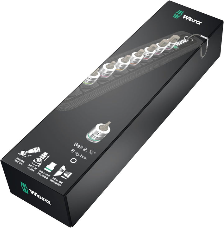 Wera 05003881001 Belt 2 Zyklop Bitnuss-Satz Innensechskant, mit Haltefunktion, 1/4"-Antrieb, 8-teili