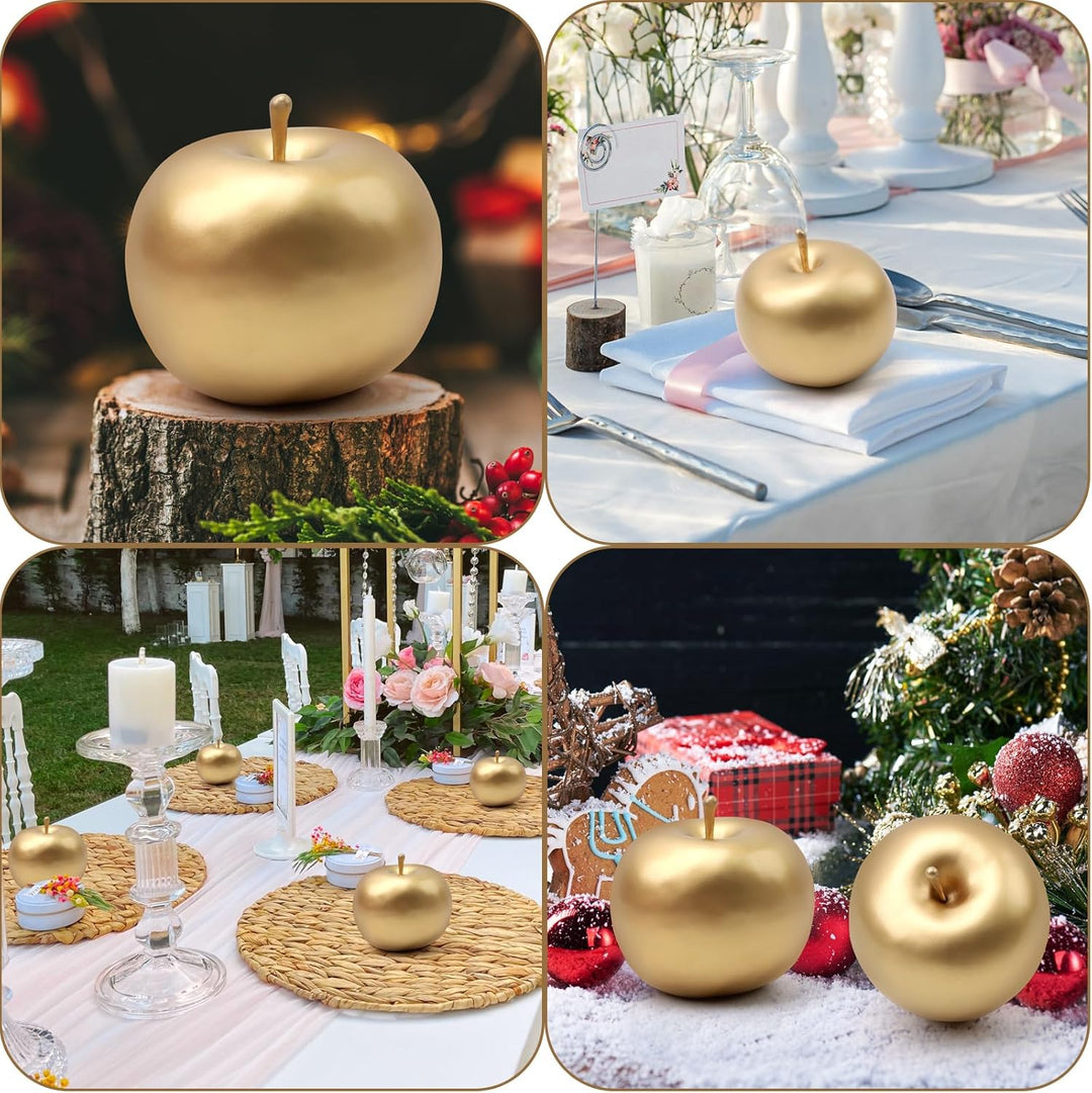 Meiwlong 6 PCS Künstliche Golden Realistisch Apfel Gefälscht Lebensecht Anzeige Früchte Faux Simulat