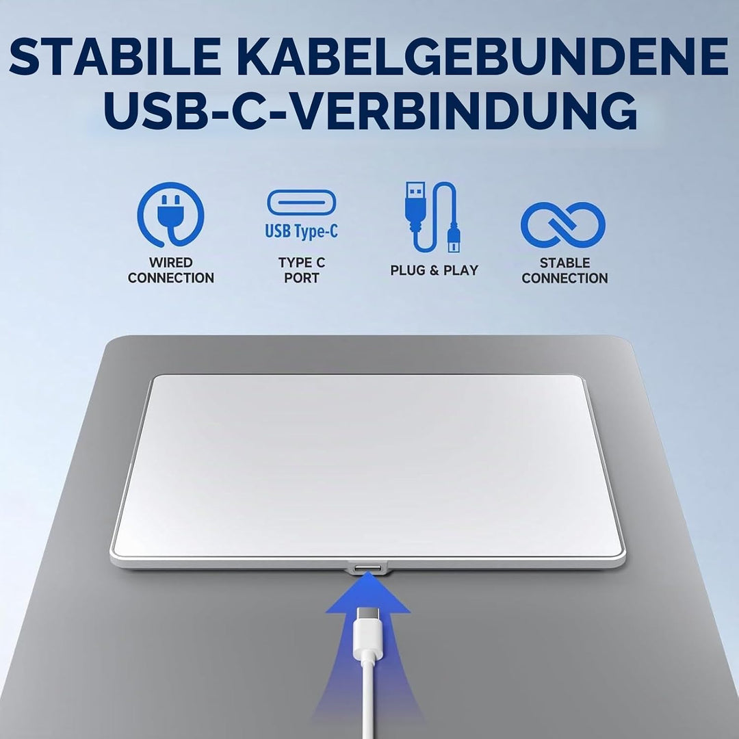 USB-verkabeltes Trackpad, Grosse, Ultraschlanke, Tragbare Touchpad-Maus mit Multi-Gesten, für PC, Co