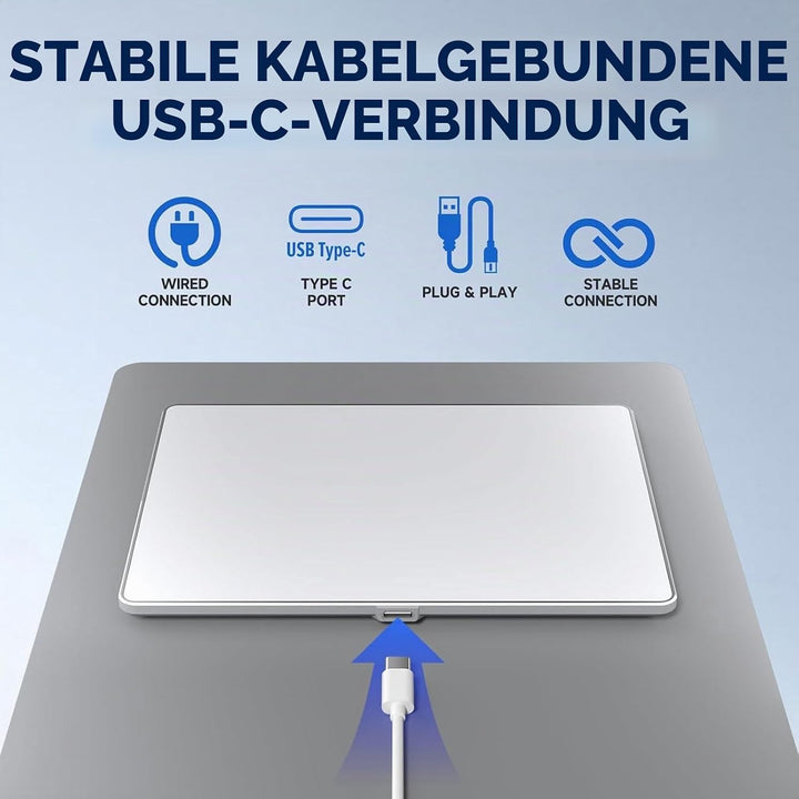 USB-verkabeltes Trackpad, Grosse, Ultraschlanke, Tragbare Touchpad-Maus mit Multi-Gesten, für PC, Co