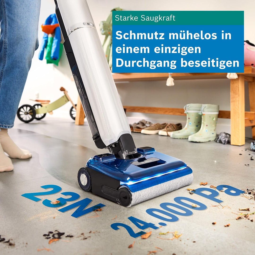 Bosch Nass-Trockensauger, Akku Staubsauger mit Wischfunktion, Zwei Tank-System, 180 Flachreinigung m