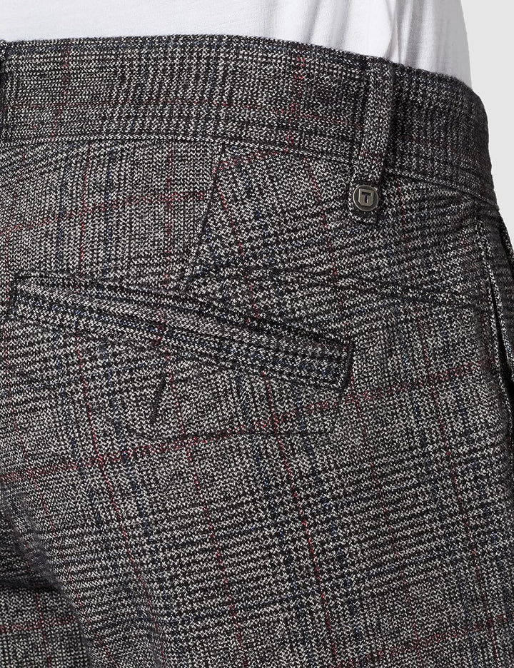 Timezone Herren Regular Luitz Freizeithose 29W / 32L Grey Black Red Check, 29W / 32L Grey Black Red