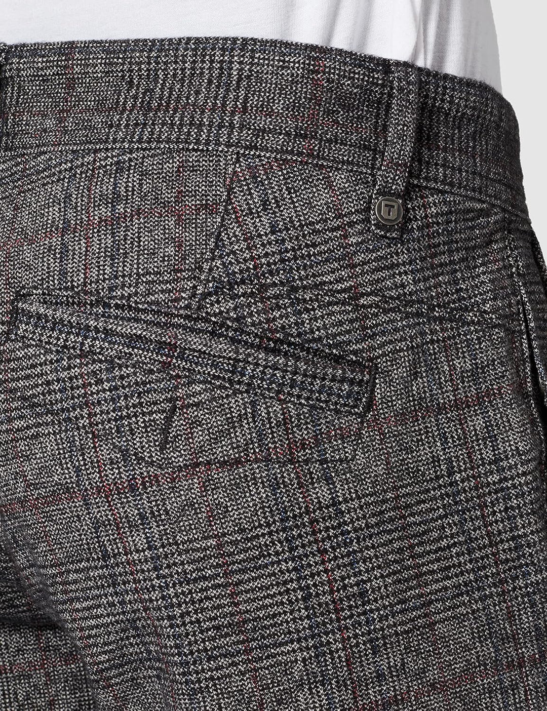 Timezone Herren Regular Luitz Freizeithose 30W / 32L Grey Black Red Check, 30W / 32L Grey Black Red