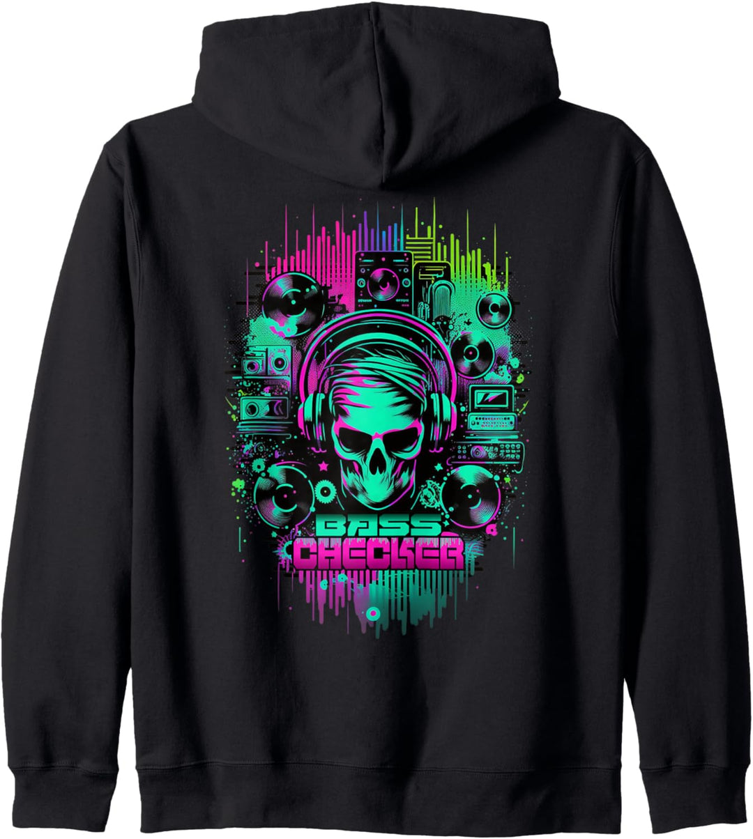 Techno Musik Rave Festival Bass Checker Kapuzenjacke