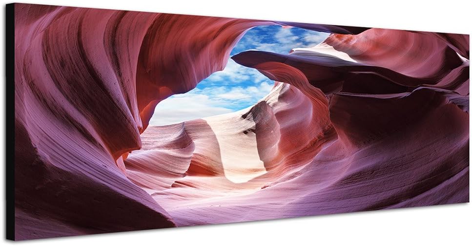 Paul Sinus Art Panoramabild auf Leinwand und Keilrahmen 150x50cm Felsen Stein Schlucht Himmel
